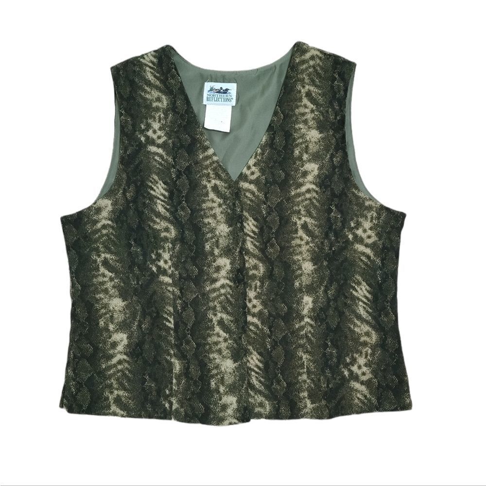 VINTAGE Northern Reflections Animal-Printed Button Up Vest Size Medium